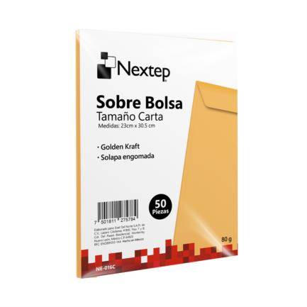 Sobre bolsa Nextep Economico NE-016C Tamaño carta solapa engomada paquete con 50 piezas 23cm x 30.5 cm - Sobre bolsa Nextep Economico NE-016C Tamaño carta solapa engomada paquete con 50 piezas 23cm x 30.5 cm -